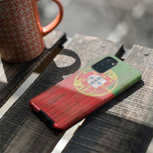 Portuguese Flag Dark Wood Galaxy S20 Plus Pro Case